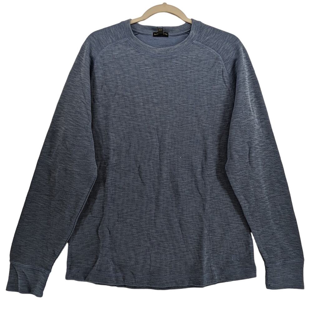 Banana Republic Double Knit Shirt‎ S Vintage Indigo Blue Crewneck Layer Classic